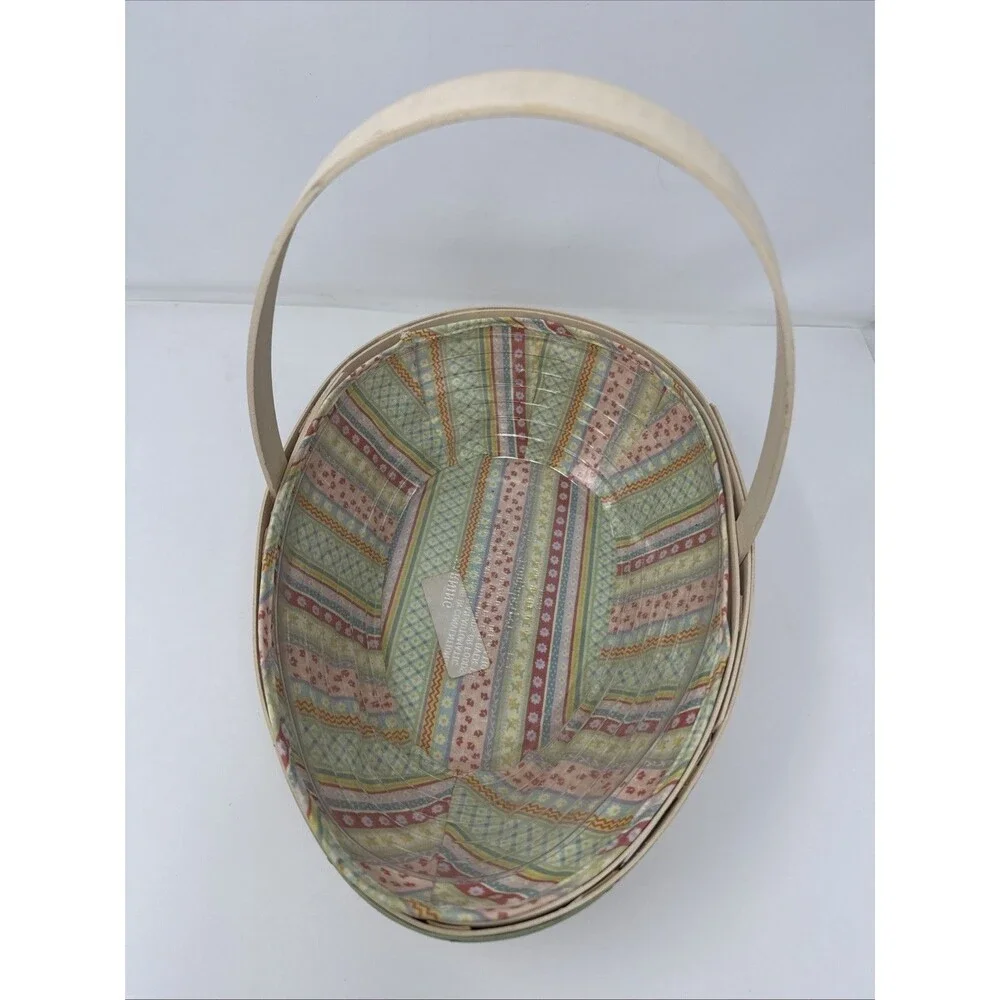 Longaberger 2009 Large Easter Egg Shape Whitewash Basket Liner & Protector Tie